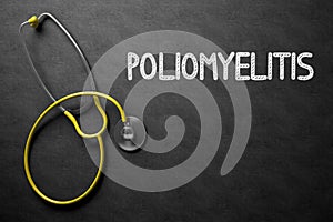 Poliomyelitis - Text on Chalkboard. 3D Illustration.