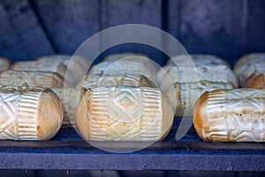 The polisch cheese specialty oscypek in process