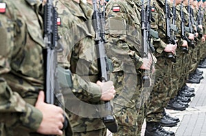 Polish army troop with women