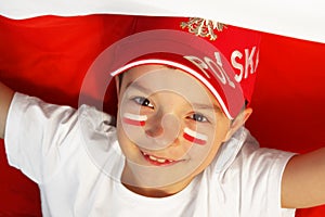 Polish boy sports fan