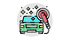 polish car wash service color icon animation