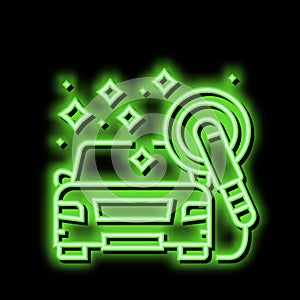 polish car wash service neon glow icon illustration