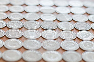 Polish currency 1 zloty coins.