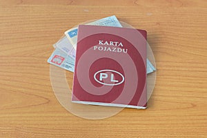 Polish documents ID, driver licence, vehicle registration certificate and vehicle licence