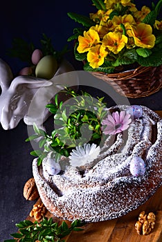 Polish Easter cake with nuts and chocolate photo