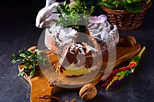 Polish Easter cake with nuts and chocolate