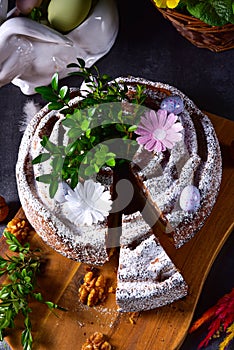 Polish Easter cake with nuts and chocolate