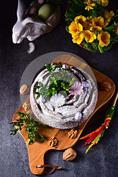 Polish Easter cake with nuts and chocolate