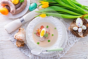 Polish Easter soup with egg