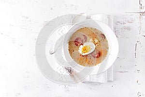 Polish Easter Soup made with Ray Flour, Egg and sausage