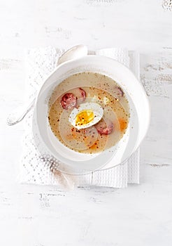 Polish Easter Soup made with Ray Flour, Egg and sausage