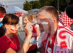 Polish fans before a sport event