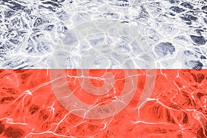 Polish flag with abstract neon light water effect