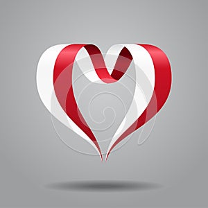 Polish flag heart-shaped ribbon. Vector illustration.