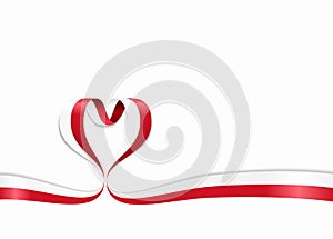 Polish flag heart-shaped ribbon. Vector illustration.