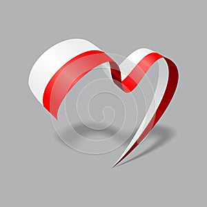 Polish flag heart shaped ribbon. Vector illustration.