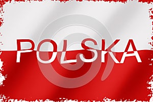 Polish flag with the word POLAND