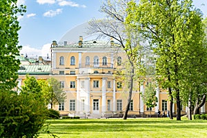 Polish garden and building of museum-Estate of G. R. Derzhavin, St. Petersburg