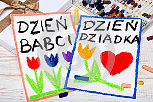 Polish Grandfather`s Day and Grandmother` Day card.