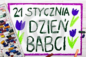 Polish Grandmother`s Day card with words: Grandmother`s Day.