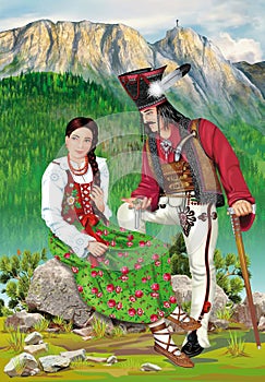 Polish Legendary Highlander Janosik and His Mistress