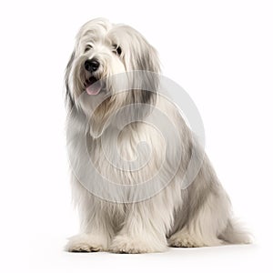 Polish Lowland Sheepdog breed dog isolated on a clean white background