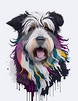 Polish Lowland Sheepdog Dog white background Splash Art 2