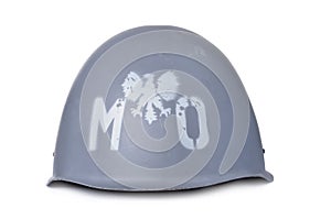 Polish MO (citizens militia) helmet isolated on white photo