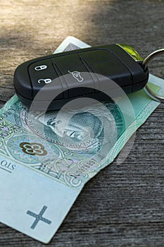 Polish money with keys to the car