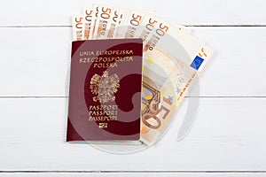Polish passport with the European currency