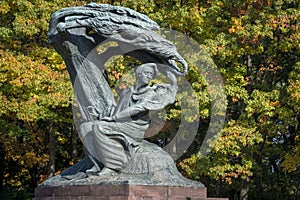 Polish pianist Frederic Chopin monument in Lazienki Park, Warszawa