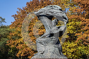 Polish pianist Frederic Chopin monument in Lazienki Park, Warszawa photo