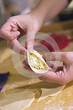 Polish pierogi making