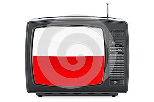 Polish Television concept. TV set with flag of Poland. 3D rendering