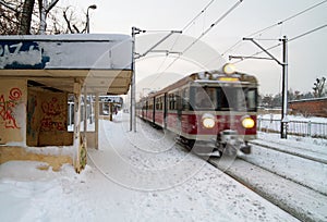 Polish train station at winter