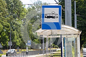 Polish tram stop sign