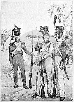 Polish troops 1812. Illustration of the 19th century.