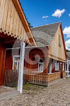 Polish village. Old cottage in Open-air ethnography museum in Sanok.