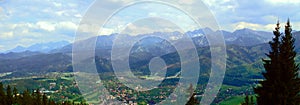 Polish village of Zakopane with beautiful Tatra Mountains in background