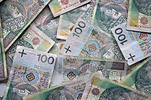 Polish zlotys - Polish currency, 100 PLN bills