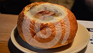 Polish Zurek - soup in bread roll