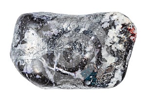 polished antimonite mineral isolated on white