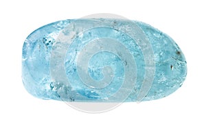 Polished aquamarine blue beryl gemstone cutout