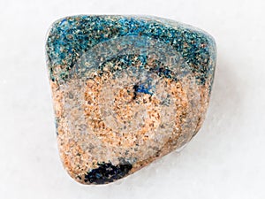 polished azurite stone on white