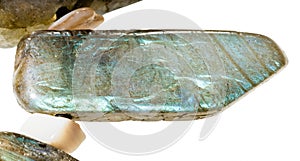 polished bead of natural labradorite rock isolated