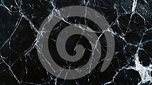 Polished black marble surface with intricate white veining and textured natural patterns