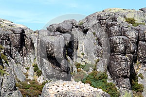 Polished black rocks near Covao do Boi, Portugal