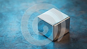 Polished Block of Neodymium Iron Boron Magnet on Textured Surface photo