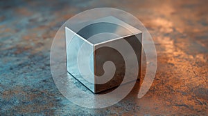 Polished Block of Neodymium Iron Boron Magnet on Textured Surface photo