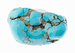 polished blue howlite (turquenite) gem on white photo